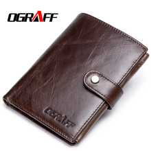 OGRAFF Short Passport Cover Men Wallets Leather Genuine Credit Card Holder Coin Purse Money Bag Small Wallet Passport Case Wale 2024 - buy cheap