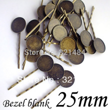 Bulk 200pcs/lot Antique bronze Metal Hair Bobby Pin with 25mm Teeth Glue Pad Cameo Setting Hair Clips Barrette Accessories 2024 - buy cheap