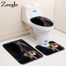 Zeegle-alfombra con estampado de ranas para baño, alfombrilla antideslizante para el inodoro del baño, juego de alfombrillas lavables para el suelo de la ducha, 3 uds. 2024 - compra barato