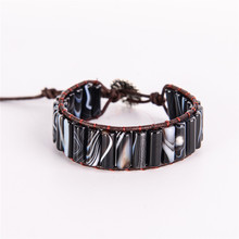 Pulsera de cuero Vintage con forma de tubo para hombre, brazalete con cuentas, regalo, Dropshipping 2024 - compra barato