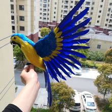 real life toy yellow-blue parrot,Handmade model,foam&feathers spreading wings parrot large 42x60cm ,garden decoration toy w0777 2024 - buy cheap