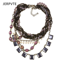 Jergvte Za Band-collar de perlas de imitación en capas, Estilo vintage bohemio, collares llamativos y colgantes, collar de cobre retro 2024 - compra barato