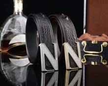 Cinturón de piel de cocodrilo auténtica para hombre, hebilla de acero inoxidable, mejor calidad, regalo, colores marrones y negros 2024 - compra barato