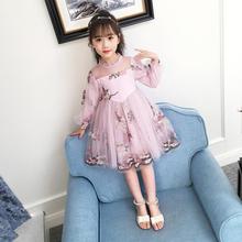 Teenage girls floral embroidery dress 2019 summer new long sleeve princess dress for children kids mesh clothes ws677 2024 - buy cheap