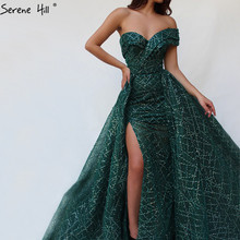 Dubai Green Luxury Sparkle Sexy Prom Dresses 2020 One Shoulder Sequined Pearls Prom Gowns Serene Hill BLA60758 2024 - buy cheap