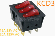 KCD3 9-контактный красный 15 А 250 в 20 А 125 В переменного тока, 1 шт., ВКЛ./ВЫКЛ., для лодки, автомобиля, клавишный выключатель, тройной высветильник е... 2024 - купить недорого