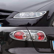 Abs chrome frente do carro farol + luz traseira da cauda lâmpada capa guarnição para mazda 6 m6 2024 - compre barato