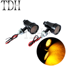 1 Pair Motorcycle Black Aluminum LED Turn Signal Light Amber Light Flasher Indicator Blinker For Harley Chopper Racer Bobber 2024 - buy cheap