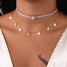 3 Pcs/Set Fashion Women Necklace Star Fringe Leather Clavicle Chain Pendant Gold Necklace Set Female Exquisite Beach Jewelry 2024 - buy cheap