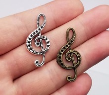 20pcs/lot--15x33mm, Antique silver plated/bronze plated Musical Note charms,DIY supplies,Jewelry accessories 2024 - buy cheap