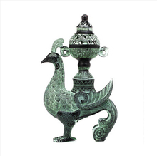 Ornamentos antigos de bronze niaozun, ornamentos de bronze antigo para incenso, fornalha de incenso, pavão em cobre, artes de sala 2024 - compre barato