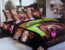 Bear Wolf tiger Cotton 3D Animal Bedding set Cool 100% Cotton oil printing Duvet Cover Set Bed Sheet PillowCase Queen King 4pcs 2024 - buy cheap