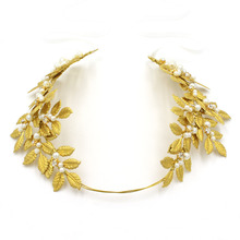  Handmade Gold Leave Tiara Bridal Crown Vintage Wedding Hair Jewelry Pearl Accessories Women Headpiece 2024 - buy cheap
