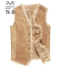 100% High Quality Real Sheepskin Fur Men Coat Genuine leather boy waistcoat  Natural sheepskin true wool fashion waistcoat 2024 - buy cheap