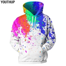 YOUTHUP 2020 3d Hoodies For Men/Women Spray Paint Print Hooded Sweatshirts Men Rainbow Color Hoodies 3d Pullover Fashion Outwear 2024 - buy cheap