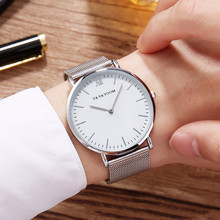 Moda Casual Dos Homens de Malha de Aço Inoxidável Relógio de Quartzo Simples Simples Homens de Negócios Relógio À Prova D' Água Relógios de Pulso reloj hombre 2024 - compre barato