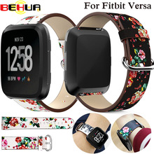 Watch Band Leather peony Print for Fitbit Versa Replacement Watch Accessories Wristbands Strap Bracelet Flower Strap Correa Relo 2024 - buy cheap