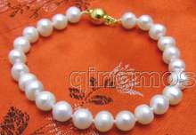 Venta de alta brillo 7-8mm blanco perla de agua dulce 7,5 "pulsera-bra233 envío gratis 2024 - compra barato