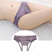 Women Thongs And G strings Lace Transparent Panties For Sex Open Crotch Briefs Erotic Underwear Temptation Floral Sexy Lingerie 2024 - buy cheap