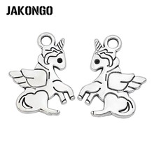 Jajongo-dijes y colgantes de unicornio chapados en plata antigua para fabricación de joyas, pulsera, accesorios DIY de 18x15mm, 20 Uds. 2024 - compra barato