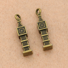 5pcs Antique Bronze Plated Clock Castle Charms Pendant Bracelet Necklace Jewelry Making Accessories DIY Handmade 27x6mm 2024 - buy cheap