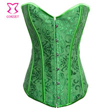 Green Jacquard Waist Trainer Corsets Tight Lacing Push Up Sexy Overbust Corset Gothic Lingerie Women Burlesque Corsetto Bustino 2024 - buy cheap