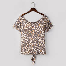 Feitong Women T-shirt Short Sleeve Off Shoulder Leopard Print T-Shirt Tie Summer Women Clothing Casual Tops Tees T Shirt Femme 2024 - buy cheap