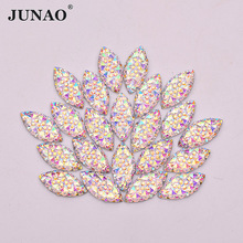 JUNAO 7x15mm 100pc AB Resin Cabochon Rhinestones Applique Horse Eye Strass Non Sewing Flat Back Stones Diamond Crystal for Dress 2024 - buy cheap