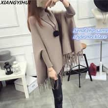 2017 Winter Women Turtleneck Pullover Korean Fashion Plus Size Loose wool Batwing Sweater Ladies Knitted Ponchos and Capes Coat 2024 - buy cheap