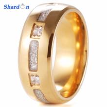 Shardon 8 мм Свадебные украшения Для мужчин с куполом Титан кольцо с белым камнем инкрустация обручальное модные Обручение кольцо 2024 - купить недорого