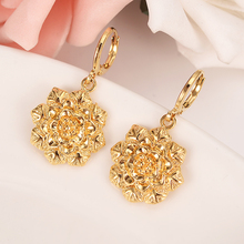 Gold Color Earrings For Women Fashion Jewelry african Arab Earrings Body Jewelry flower pendant  women girl kids Christmas Gift 2024 - buy cheap