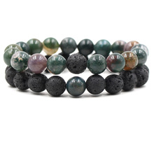 10mm Green Indian Stone Black Lava Stone Beads DIY Aromatherapy Essential Oil Diffuser Bracelet Men Women Best Friend Jewelry 2024 - buy cheap