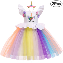 Vestido de Pascua para niñas, 2 unidades, fiesta de unicornio, disfraz de princesa, 2, 3, 4, 5, 6, 7, 8, 9, 10 años, 2019 2024 - compra barato