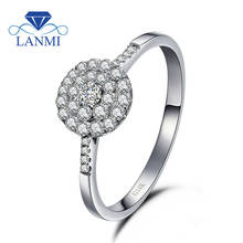 Solid 14K White Gold AU750 Good Quality Genuine Diamond Ring Jewelry For Women Wedding 2024 - buy cheap