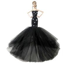 NK2020, один предмет, новая благородная кукла принцессы, ручная работа, черный рыбий хвост, свадебное модное платье, платье для куклы Барби, аксессуары, лучший подарок 2024 - купить недорого