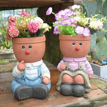 Outdoor Garden Cute Boy Girl Doll Resin Head Flower Pots Ornaments Courtyard Villa Park Figurines Crafts Balcony Statues Decor 2024 - buy cheap