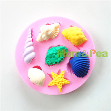 Mom&Pea 0633 Free Shipping Shells Shaped Silicone Mold Cake Decoration Fondant Cake 3D Mold 2024 - buy cheap