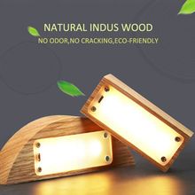 Creative Wood LED Night Light Night Lamp Wooden Bedside Reading Table Desk Lamp USB Rechargeable Touch Sensor 3 Level Brightness 2024 - buy cheap