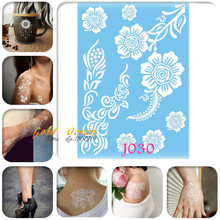 Pegatinas de tatuaje de Pintura de arte corporal para mujer, pasta de Henna blanca GJ030, gran encaje de flores, rosas, plantas de viñas, 1 ud. 2024 - compra barato