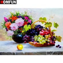 Homfun pintura completa de diamante quadrado/redondo 5d, "uva flor", bordado, ponto cruz, decoração de casa 5d a07970 2024 - compre barato