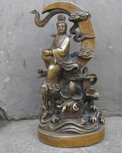 Escultura de Buda kwan-yin, estatua china de latón, cobre, budismo, Luna, cómoda 2024 - compra barato