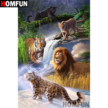 Homfun 5d diy pintura diamante quadrado completo/broca redonda "leão animal" bordado 3d ponto cruz presente decoração para casa a00908 2024 - compre barato