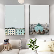 Современные постеры для оформления дома пейзаж на холсте автобус автомобиль и здание живопись стена в скандинавском стиле художественная картина для гостиной 2024 - купить недорого