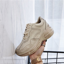 Wild beige sneakers chaussure femme luxury fashion women's platform casual shoes leather flat sneakers  new  old  women's  shoes 2024 - buy cheap