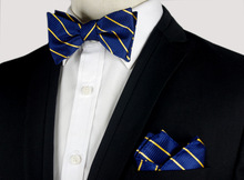 SHENNAIWEI mens bowties and pocket squares gravata borboleta Jacquard Woven Men Butterfly Self Bow Tie & Handkerchief Suit Set 2024 - buy cheap