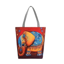 Холщовая Сумка-тоут Miyahouse с принтом слона, женская сумочка на плечо с вырезами, недорогой Повседневный мешок для покупок, мультяшный пляжный саквояж 2024 - купить недорого