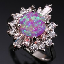 Superb Pink Fire Opal White Zircon  Silver Plated Argent Jewelry Wedding Ring Us# Size 6 7 8 9 SF1160 2024 - buy cheap