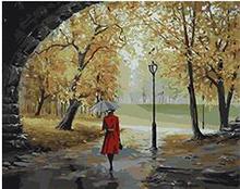 Pintura de parque de otoño para mujer, MaHuaf-W017 sexual, pintura por lienzo con números, imágenes de pared para sala de estar, decoración del hogar 2024 - compra barato