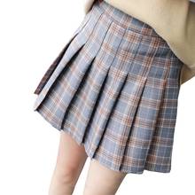 Женская плиссированная юбка, клетчатая мини-юбка в стиле Харадзюку, милая школьная форма, кавайная юбка 2024 - купить недорого