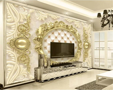 Beibehang papel de parede foto personalizada 3d de luxo dourado padrão europeu macio pacote tv fundo de parede 3d 2024 - compre barato